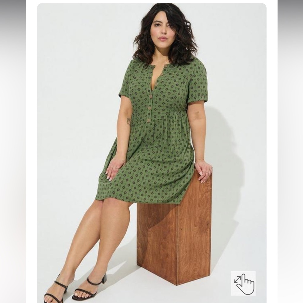 NWT torrid Mini Rayon Slub Button Front Fit N Flare Dress